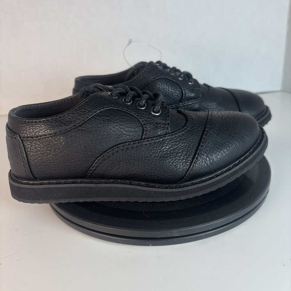 Toms Boys 100292041 Black Leather Lace Up Round Toe Casual Oxford Shoes Size Y12 - Picture 2 of 7